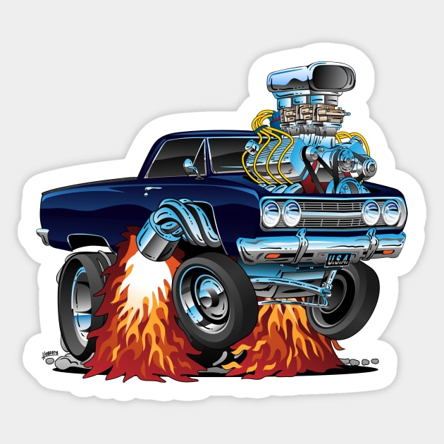 Classic Sixties Muscle Car Cartoon Sticker by hobrath